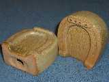 Frankoma Horseshoe shakers glazed desert gold